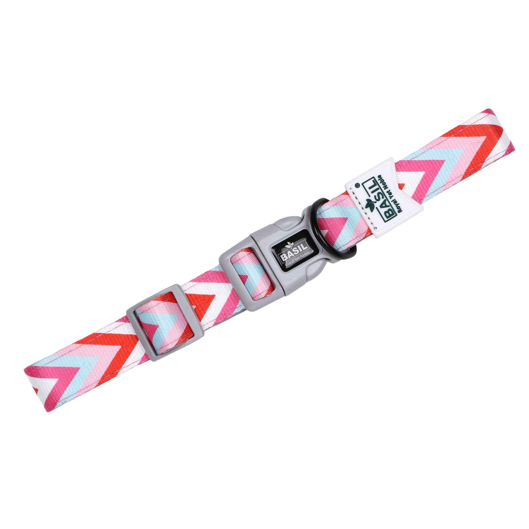Padded Adjustable Collar for Dogs, Cats & Puppies (Zig-Zag Red)