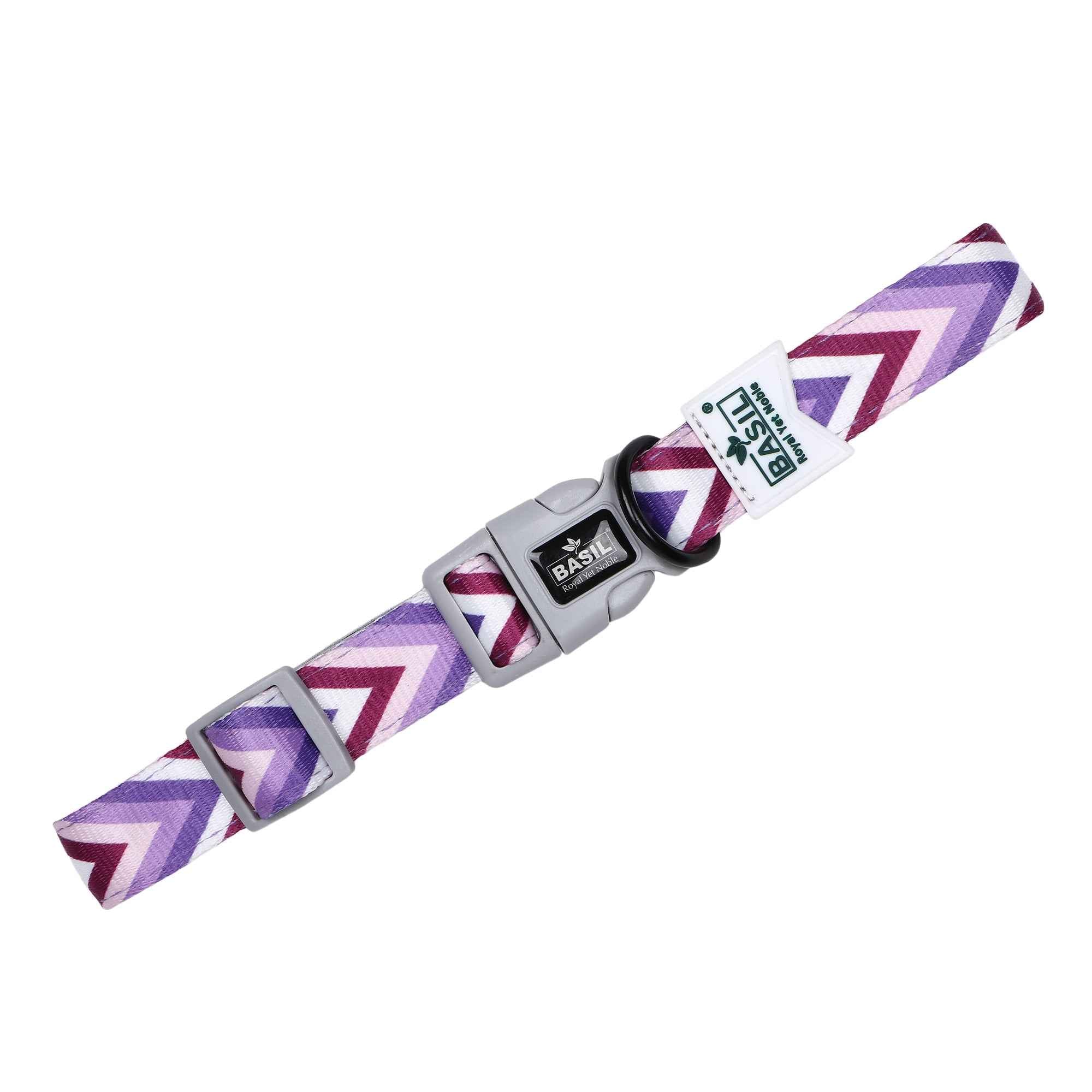 Padded Adjustable Collar for Dogs, Cats & Puppies (Zig-Zag Purple)