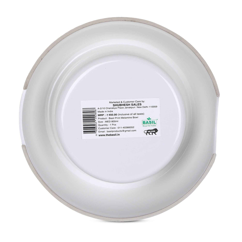 BASIL Stainless Steel & Melamine Print Bowl – Durable Feeding Bowl for Dogs & Cats | Pet Life Indoor Exclusive