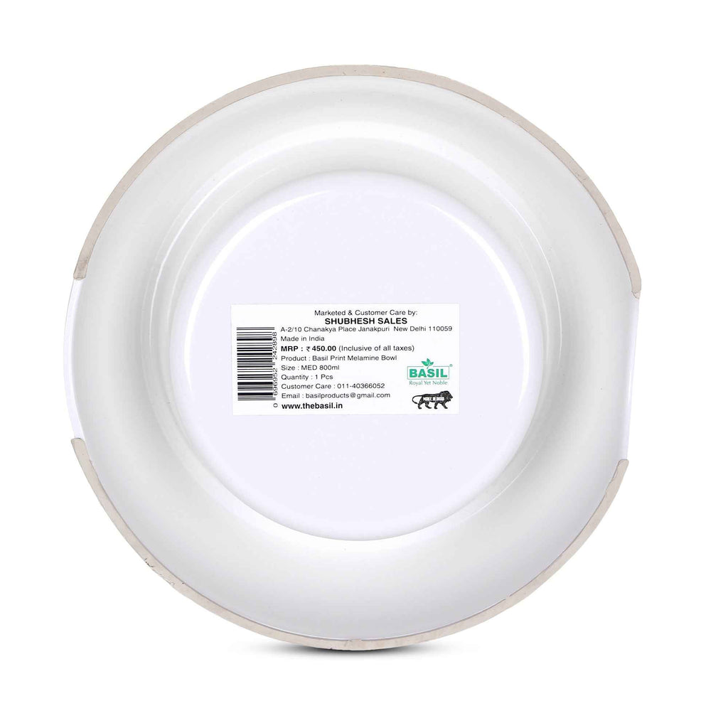 Basil Stainless Steel & Melamine Print Bowl – Durable Feeding Bowl for Dogs & Cats | Pet Life Outdoor Exclusive