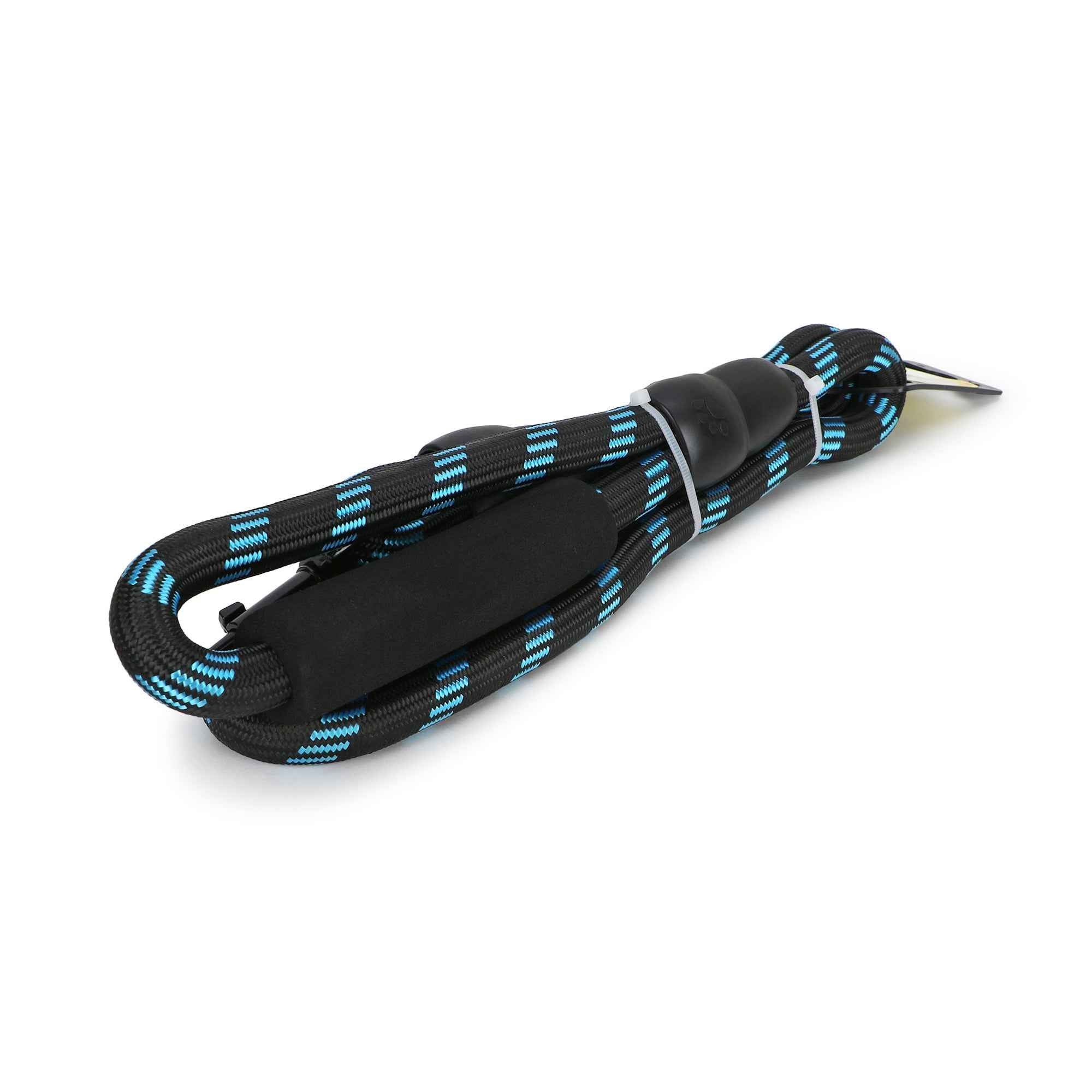 BASIL Rope Leash for Dogs & Puppies, 4 Feet (Black & Blue)