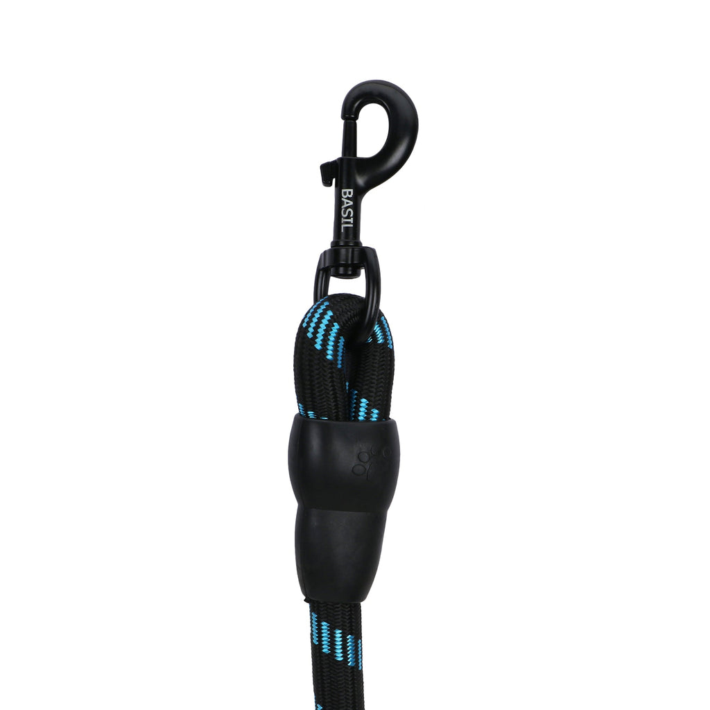BASIL Rope Leash for Dogs & Puppies, 4 Feet (Black & Blue)