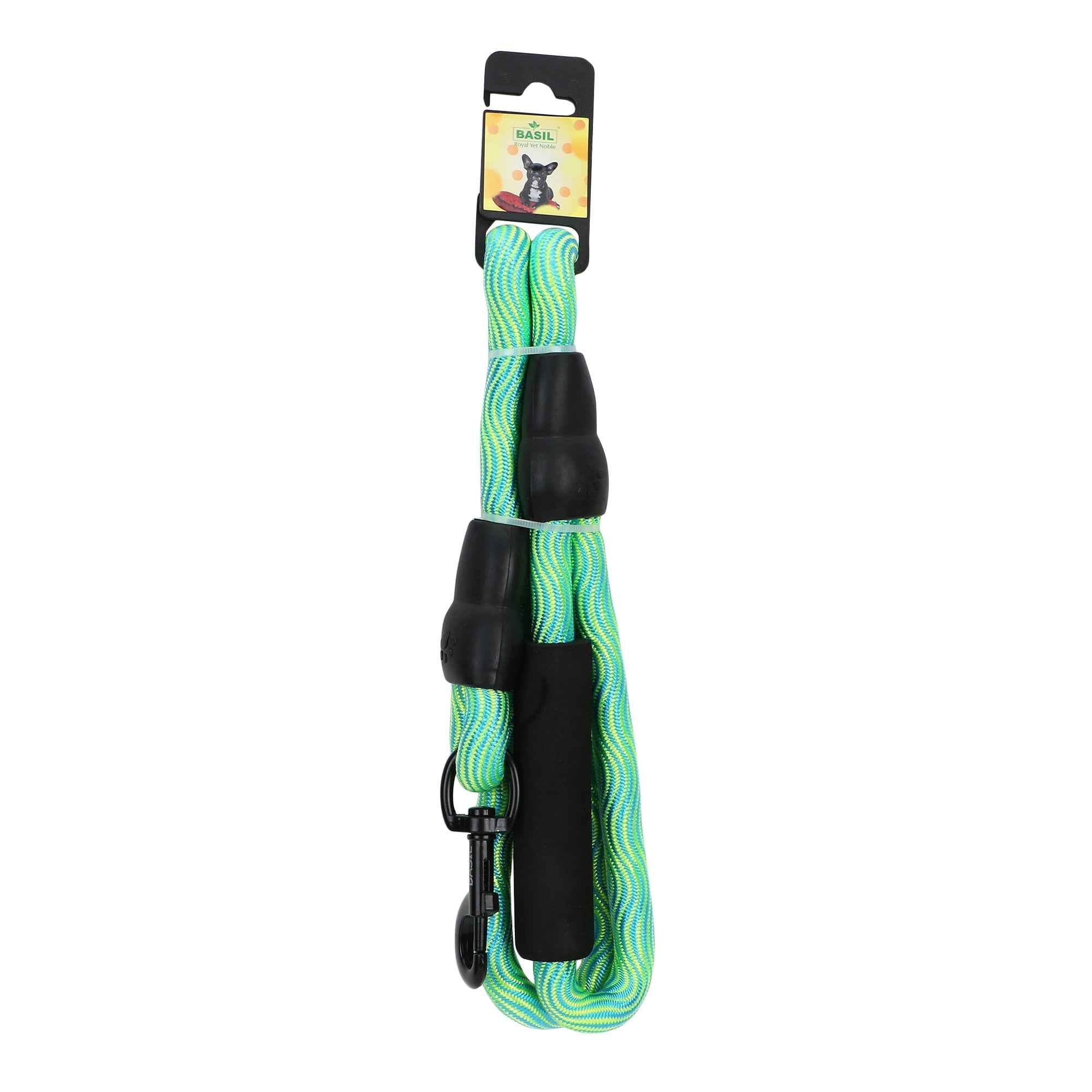 BASIL Rope Leash for Dogs & Puppies, 4 Feet (Yellow & Green)