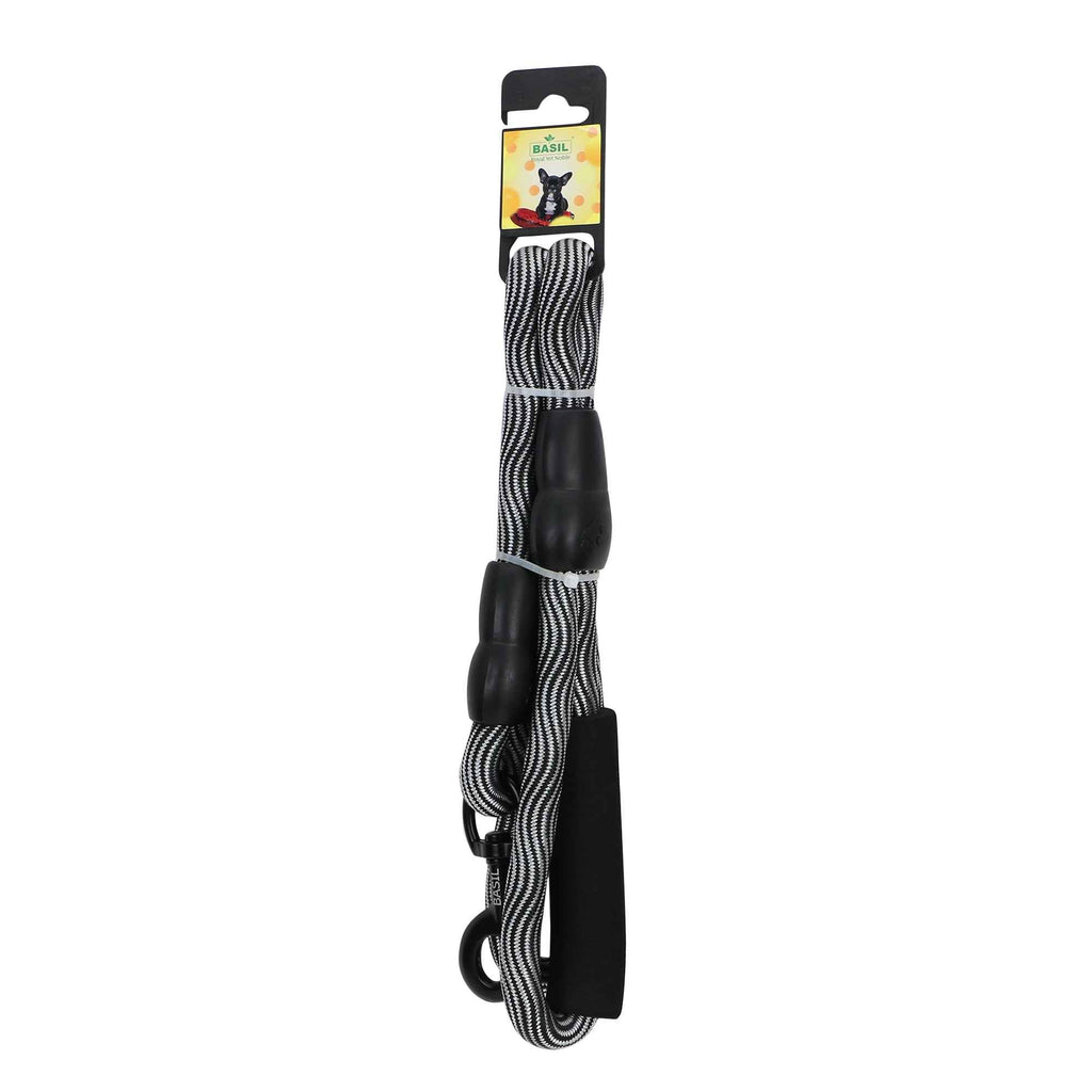 BASIL Rope Leash for Dogs, 4 Feet (Black & Gray)