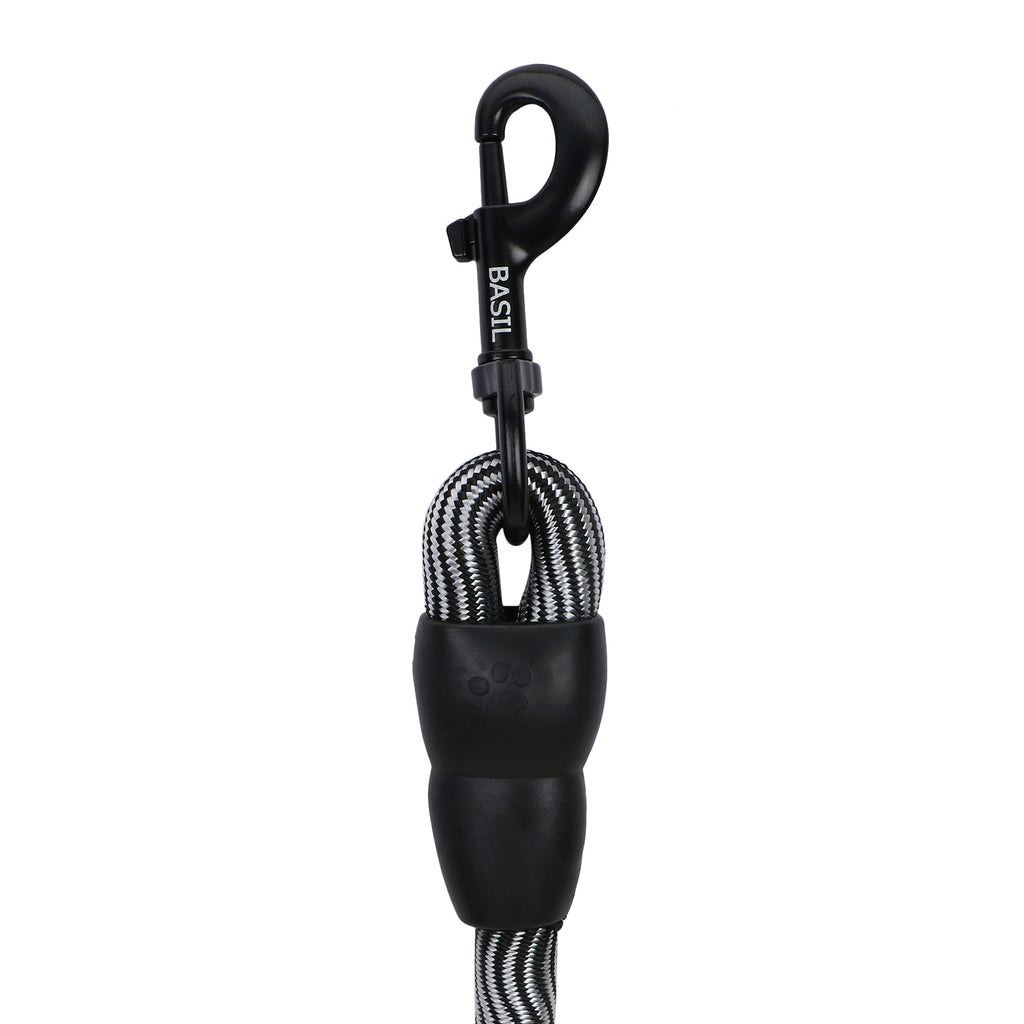 BASIL Rope Leash for Dogs, 4 Feet (Black & Gray)