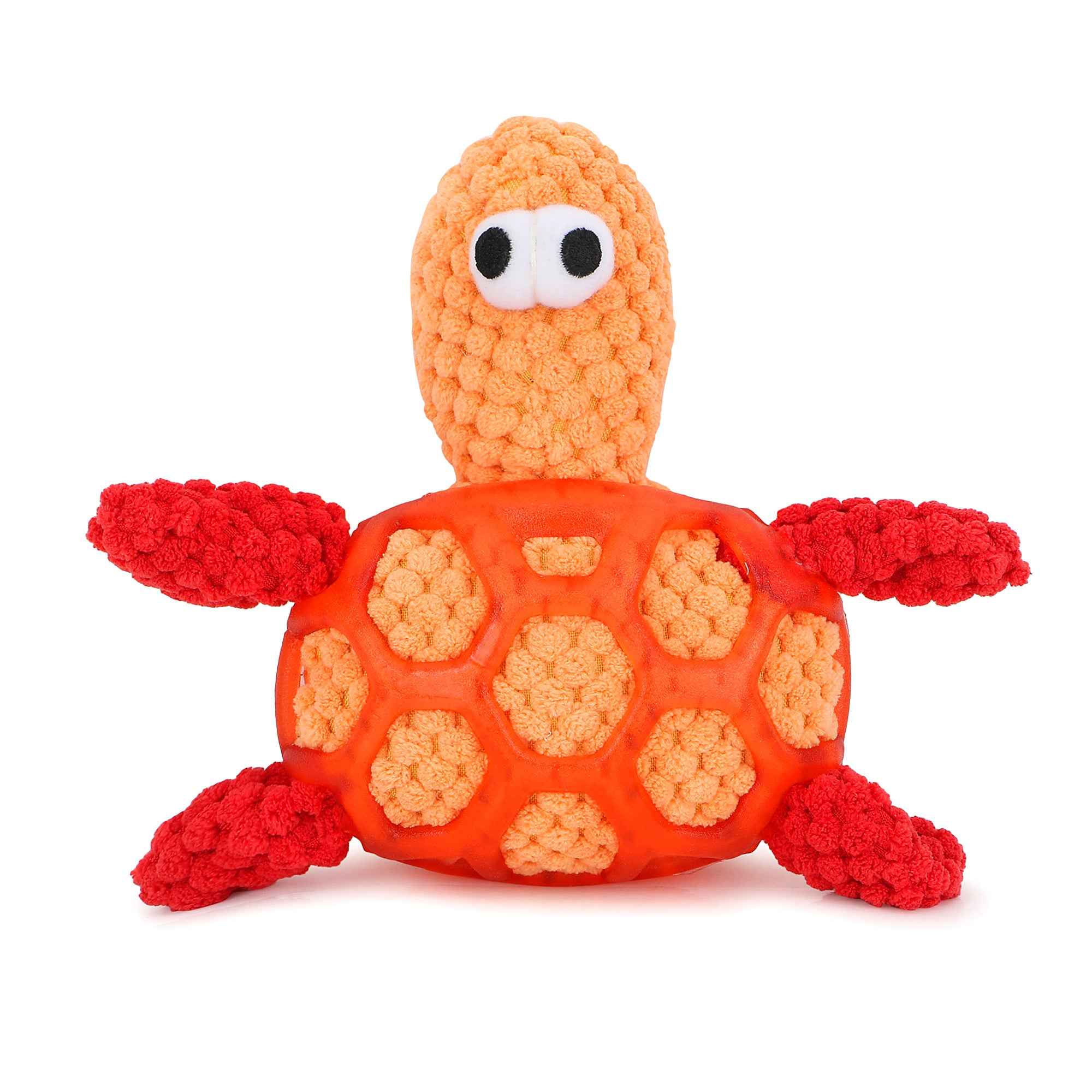 BASIL Plush Tortoise Pet Toy, Soft Plush Chew Dog Toy (Orange)