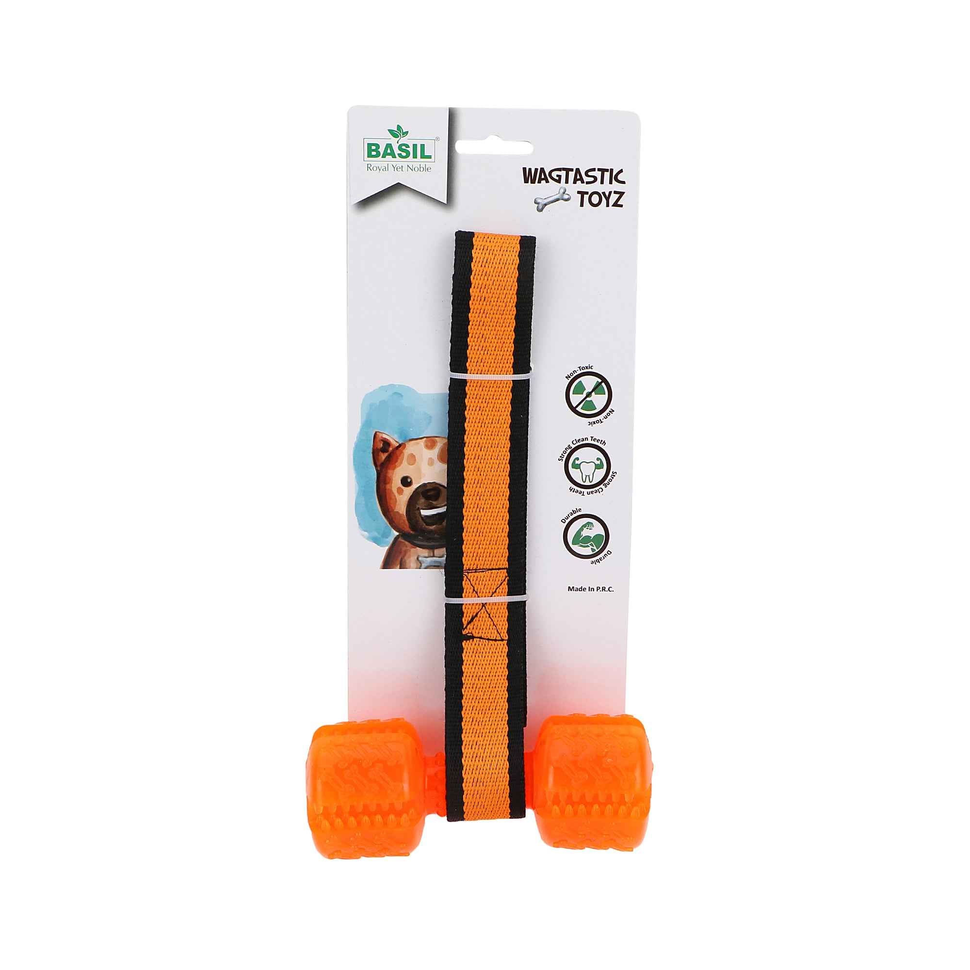 BASIL Dumbbell Treat Toy with Rope for Dog & Puppy