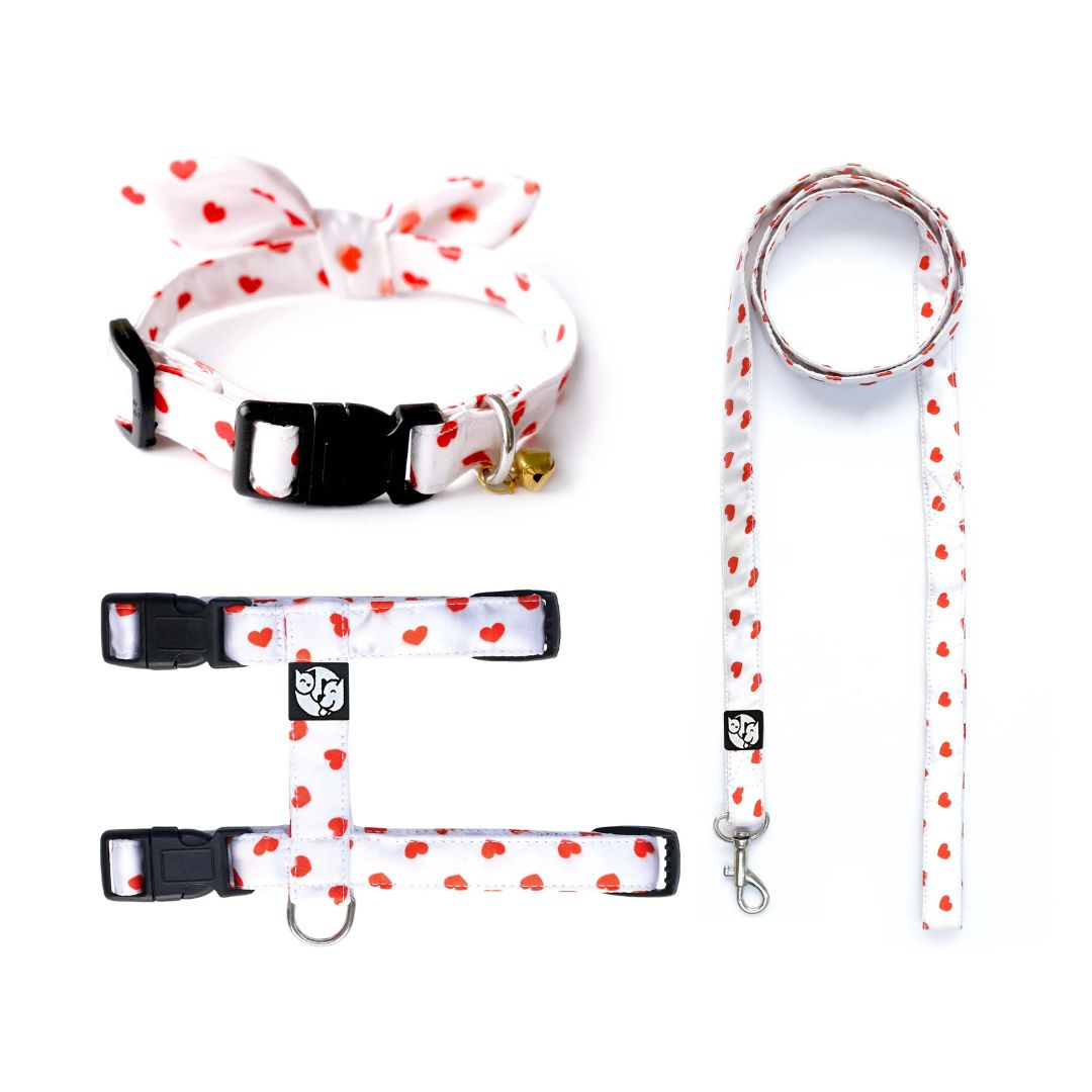 Love Puppy & Cat Collar Leash Harness Set