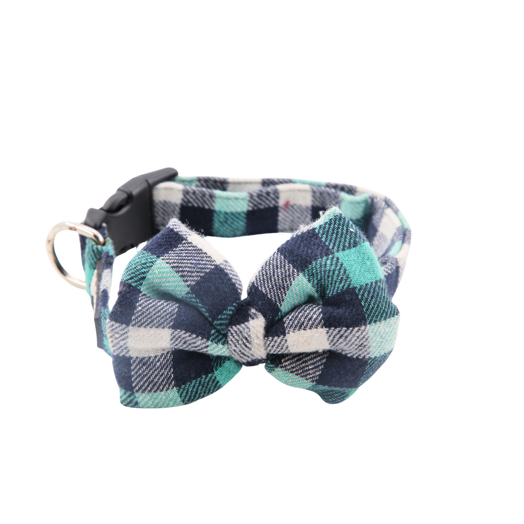 Petblush Checks  Bow Collar For Dogs