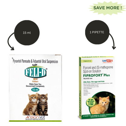 Areion Vet Feli D Kitten Deworming Suspension 15ml and Savavet Fiprofo