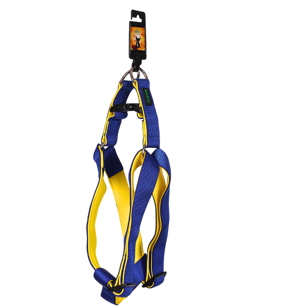 Basil Padded Leash, Collar, and Harness Set for Dogs – Comfortable & Durable Walk Essential, Solid Blue