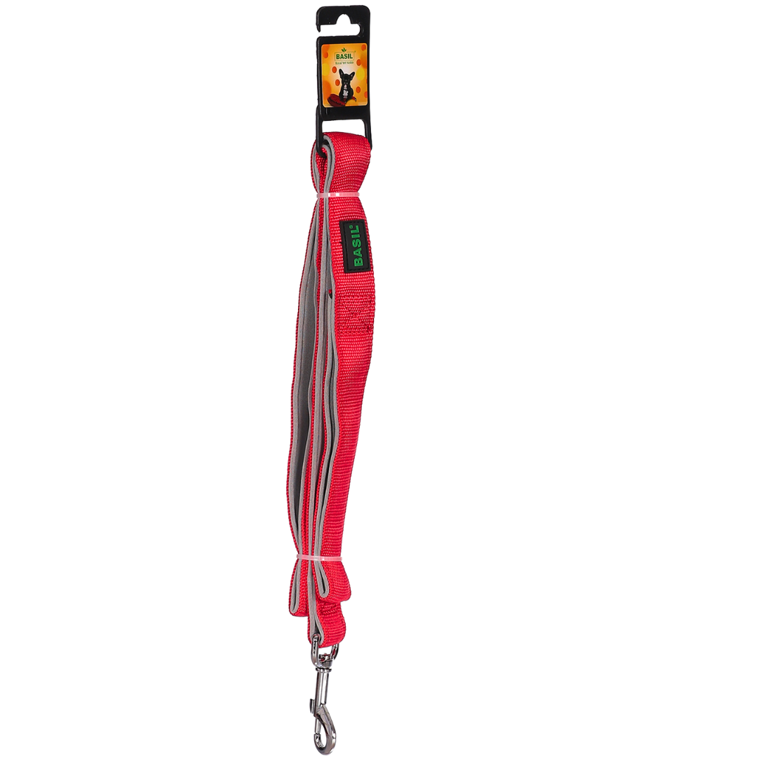 Basil Padded Leash, Collar, and Harness Set for Dogs – Comfortable & Durable Walk Essential, Solid Red