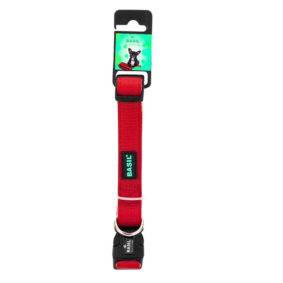 Basil Padded Leash, Collar, and Harness Set for Dogs – Comfortable & Durable Walk Essential, Solid Red