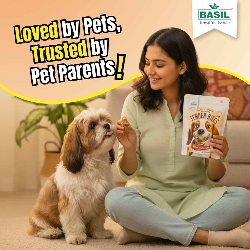 BASIL TENDER BITES Diced Chicken Bites – Soft & Healthy Dog Treat | 70g Pack | High Protein, Low Fat, Training & Reward Snack for All Breeds