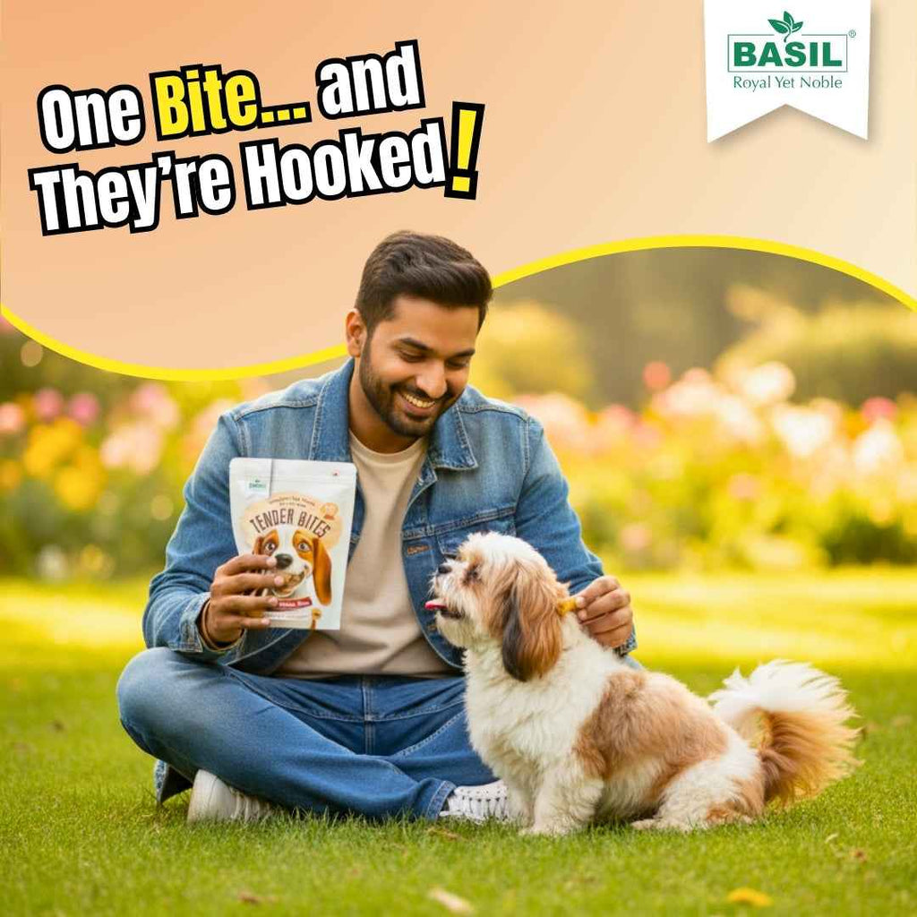 BASIL TENDER BITES Diced Chicken Bites – Soft & Healthy Dog Treat | 70g Pack | High Protein, Low Fat, Training & Reward Snack for All Breeds