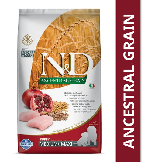 Farmina N&D Chicken & Pomegranate Ancestral Grain Puppy Medium Maxi Dog Dry Food