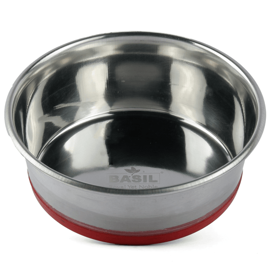 Basil Heavy Dish with Silicon Bowl for Dogs (Maroon)