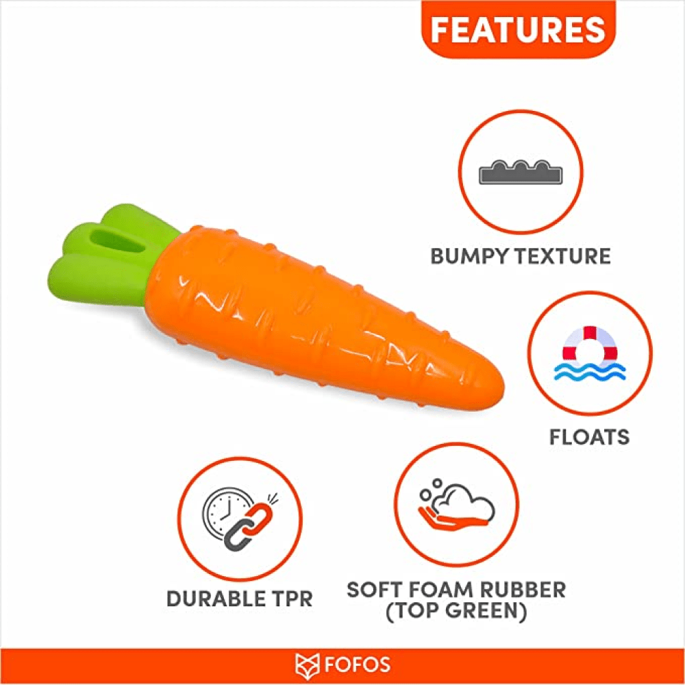 Fofos Vegi Bites Carrot Squeaky Toy for Dogs | For Medium Chewers