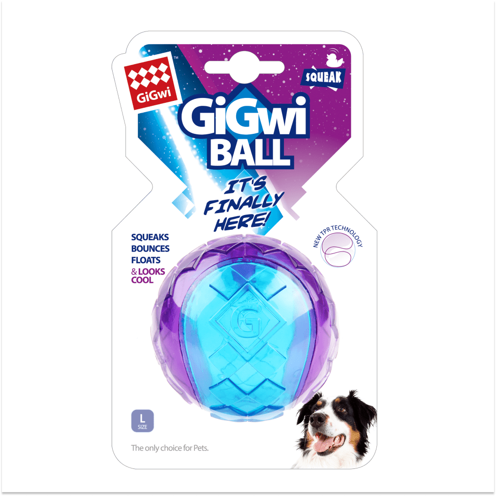 GiGwi Ball Squeaker Toy for Dogs (Blue/Purple) | For Medium Chewers