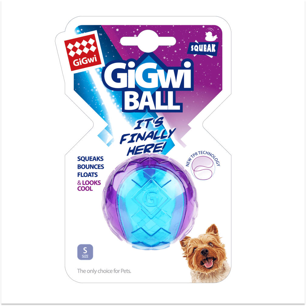 GiGwi Ball Squeaker Toy for Dogs (Blue/Purple) | For Medium Chewers