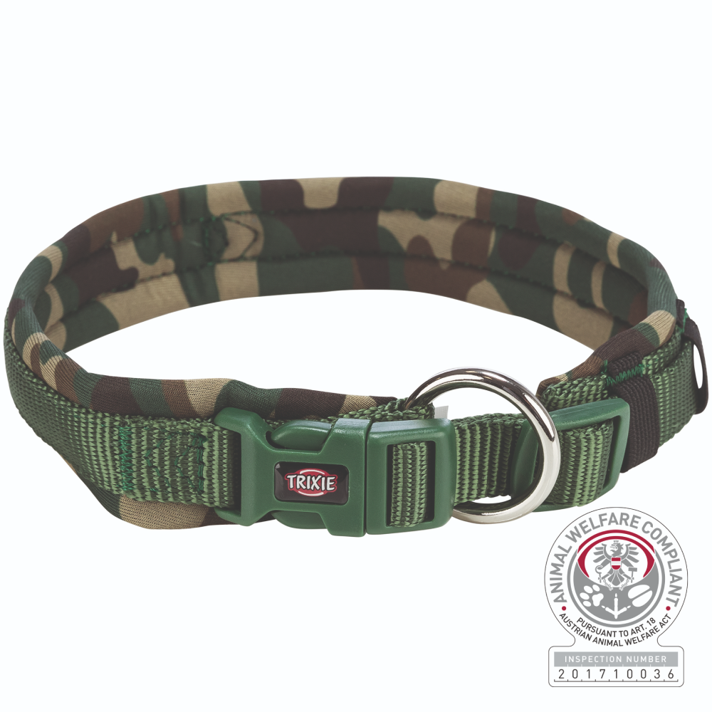 Trixie Premium Extra Wide Neoprene Padded Collar for Dogs (Camouflage/Forest Green)