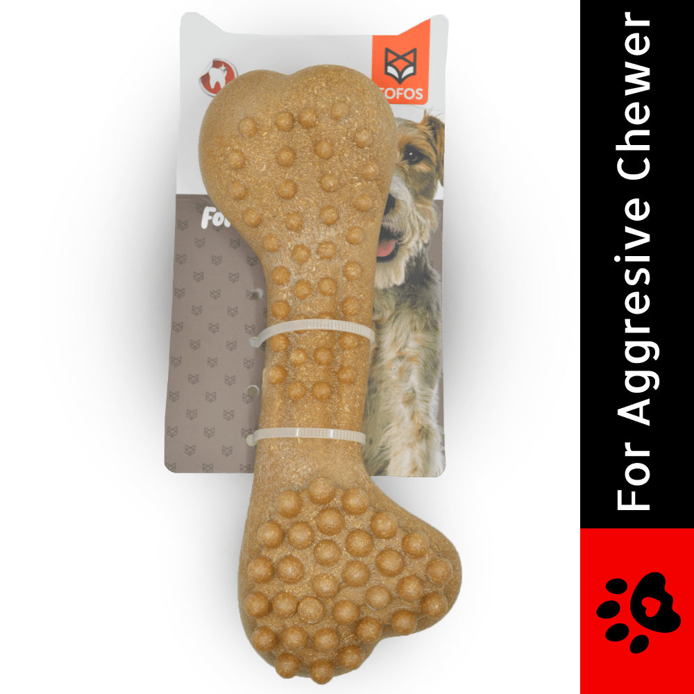 Fofos Woodplay Brush Bone Toy for Dogs | For Aggressive Chewers