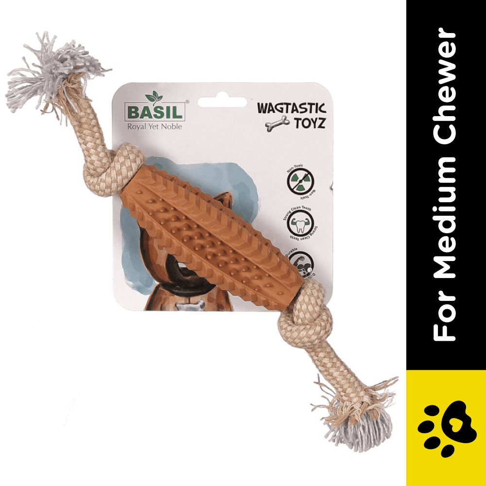 Basil Jute Rope with Spike TPR Chew Toy for Dogs | For Medium Chewers