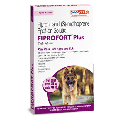 Savavet Fiprofort Plus (Fipronil) Tick & Flea Control Spot On for Dogs (20-40kg) And Intas Eazypet Deworming Tablet (Pack of 10) Combo