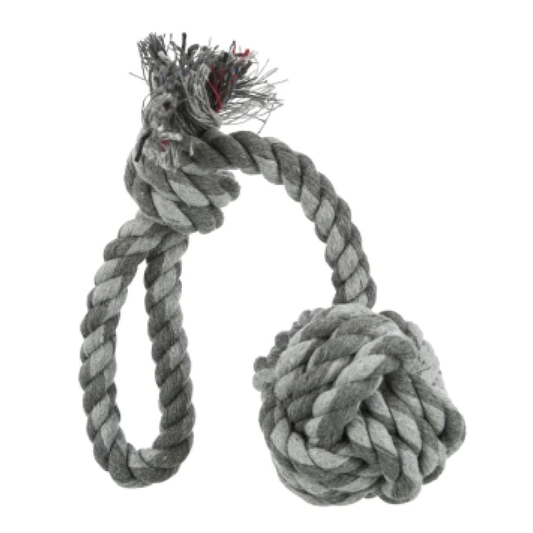 Trixie Playing Rope Loop with Woven in Ball Toy for Dogs (Grey) | For Aggresive Chewers