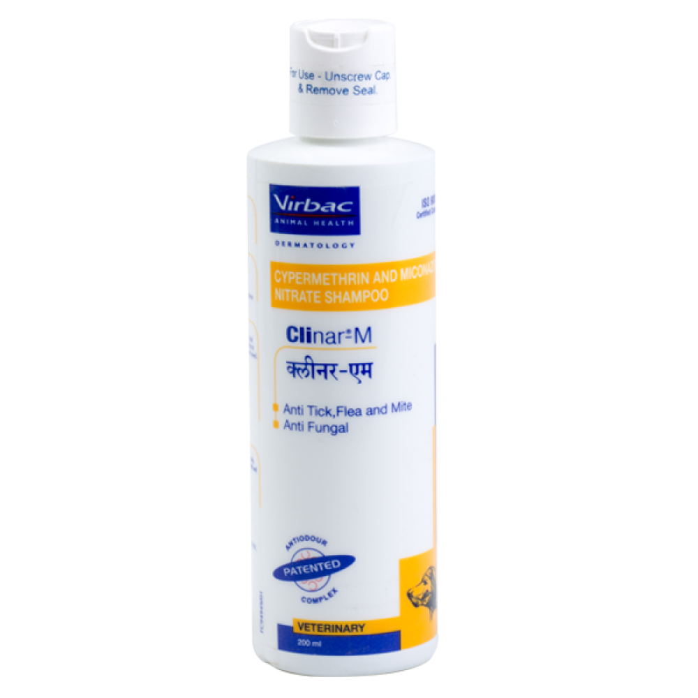 Virbac Clinar M Anti Tick & Flea and Antifungal Shampoo for Dogs (200ml)