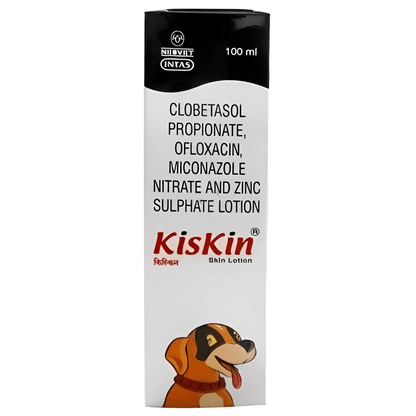 Intas Kiskin Lotion (100ml) and Kiskin Ointment (Cream) (50g) for Dogs and Cats Combo