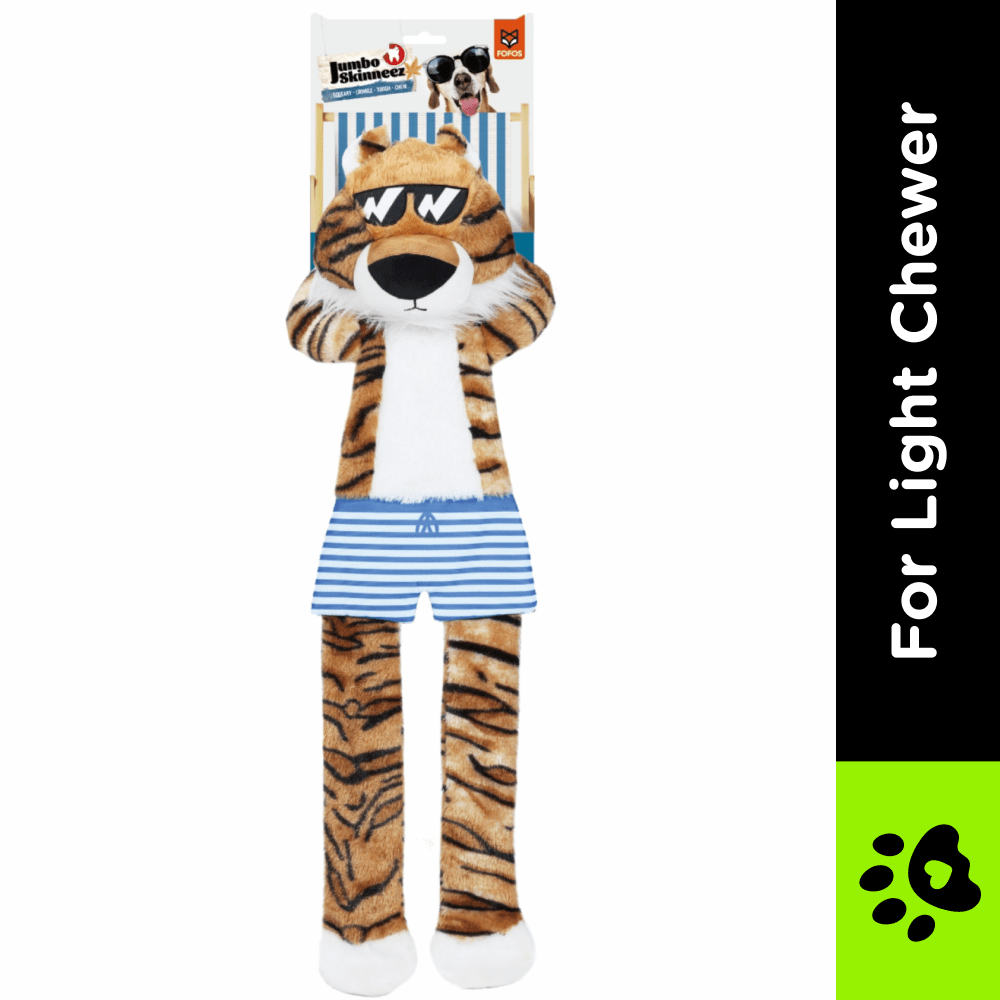 Fofos Safari Flap Tiger with Squeaker and Crinkle Dog Toy