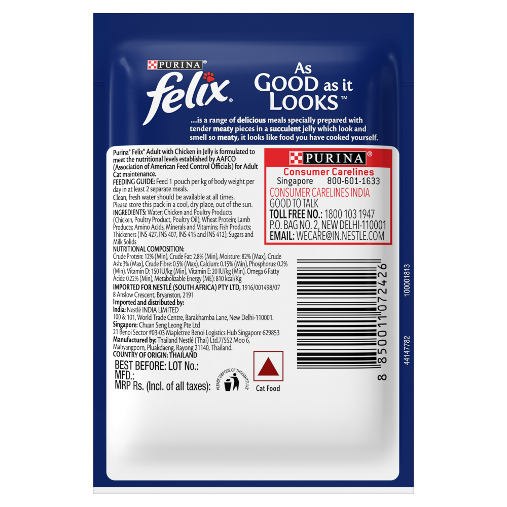 Purina Felix with Chicken in Jelly Complete and Balanced Adult Cat Wet Food