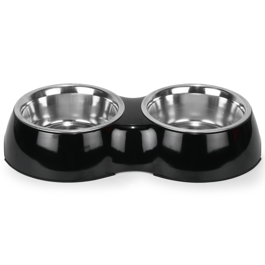 Basil Double Melamine Bowl Dinner Set for Dogs and Cats