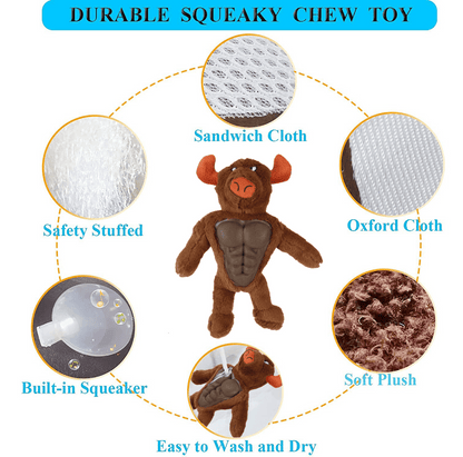 Basil Big Bull Plush Toy with Squeaky TPR for Dogs and Cats