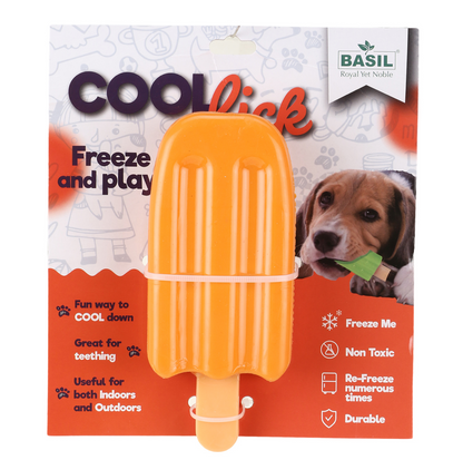 Basil Ice Cream Shaped Cool Lick Silicon Toy for Dogs (Orange)