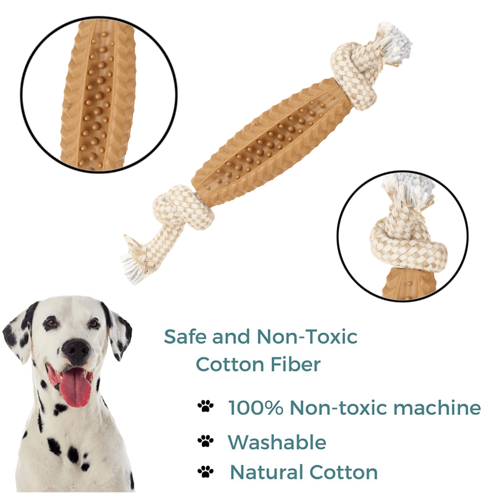 Basil Jute Rope with Spike TPR Chew Toy for Dogs | For Medium Chewers