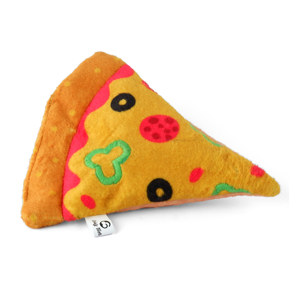 Goofy Tails Food Buddies Pizza Slice Plush Toy for Dogs | For Soft Chewers