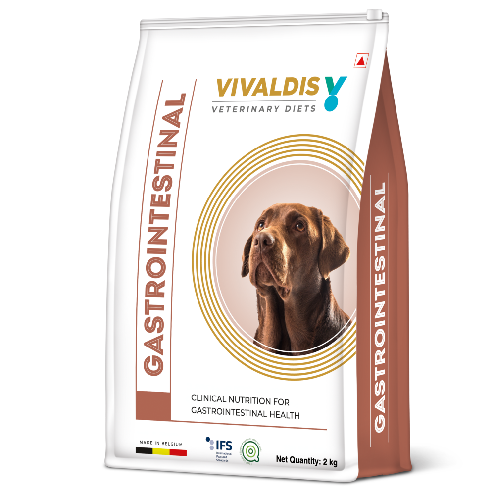 Vivaldis V Diet Gastrointestinal Dog Dry Food (2kg) and Venkys Gutwell Pre & Probiotics Gut Health Powder (100g) Combo