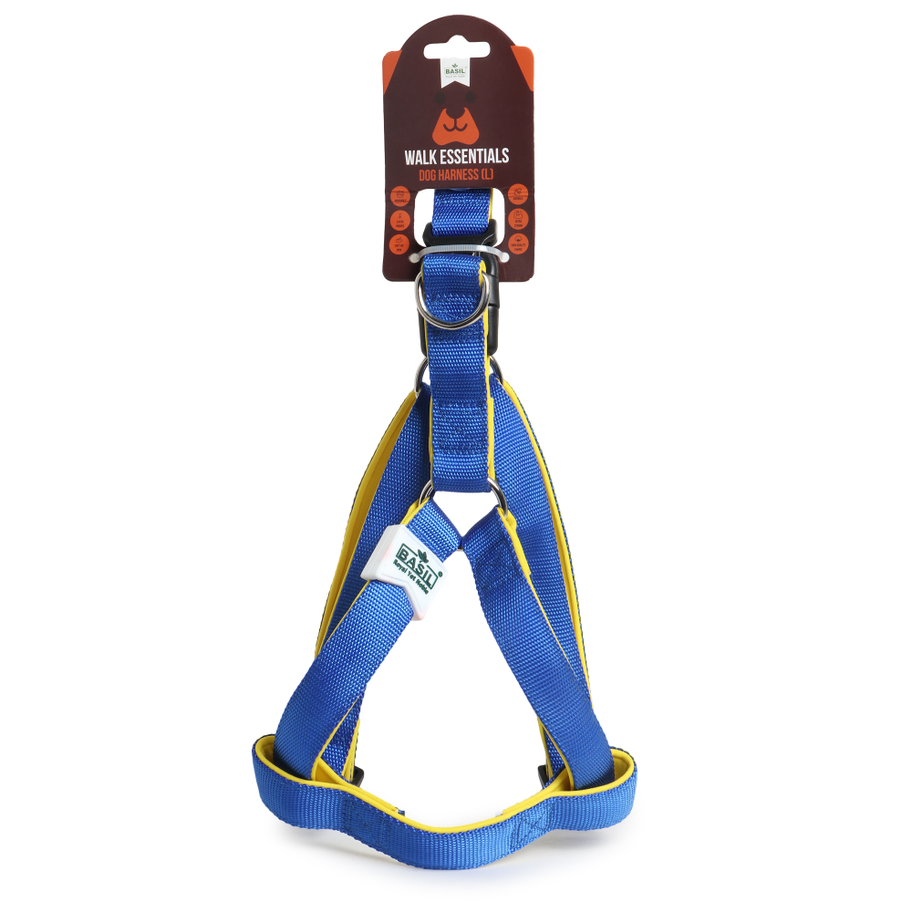 Basil Nylon Padded Adjustable Harness for Dogs (Blue)