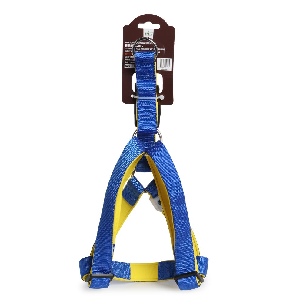 Basil Nylon Padded Adjustable Harness for Dogs (Blue)