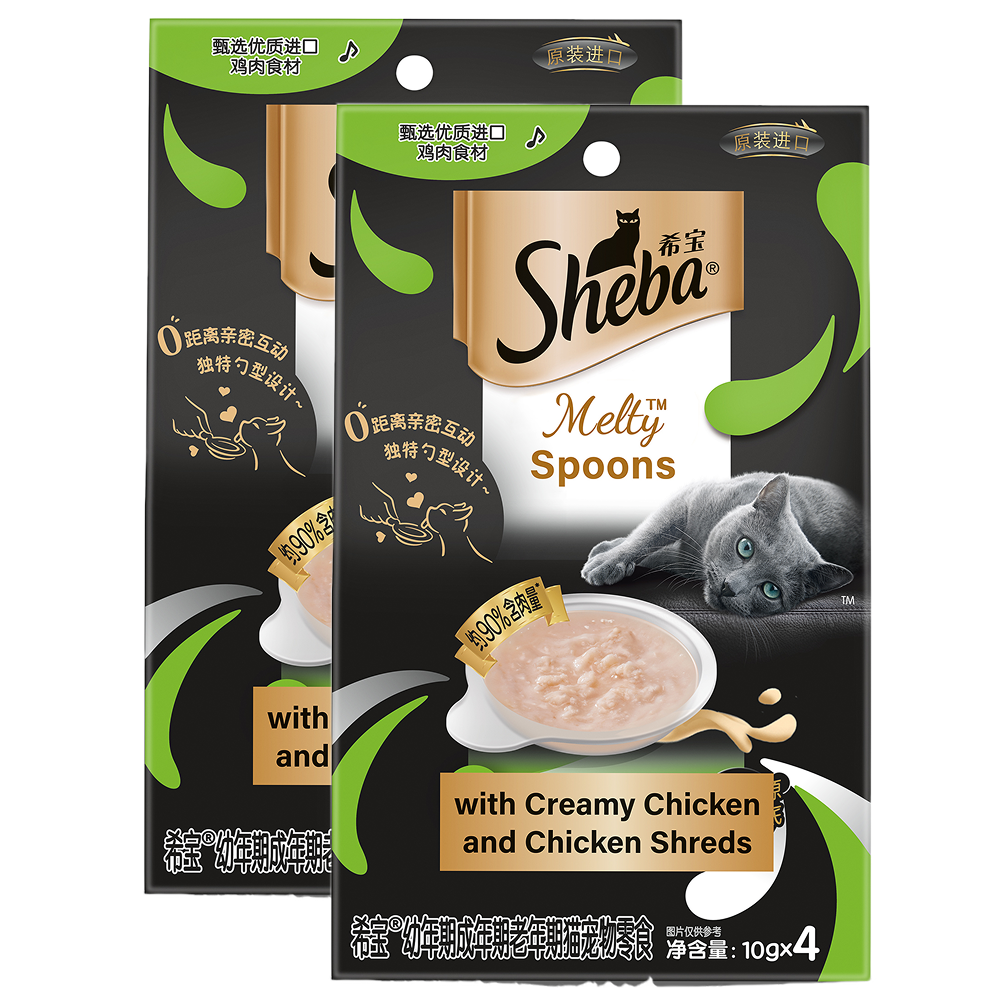 Sheba Melty Spoons Creamy Chicken & Chicken Shred Lickable Creamy Cat Treats