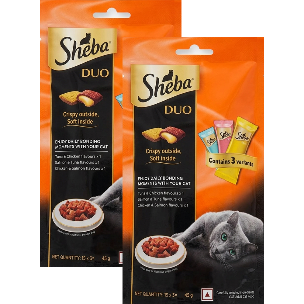 Sheba Duo Tuna & Chicken, Salmon & Tuna, Chicken & Salmon Crunchy Adult Cat Treats