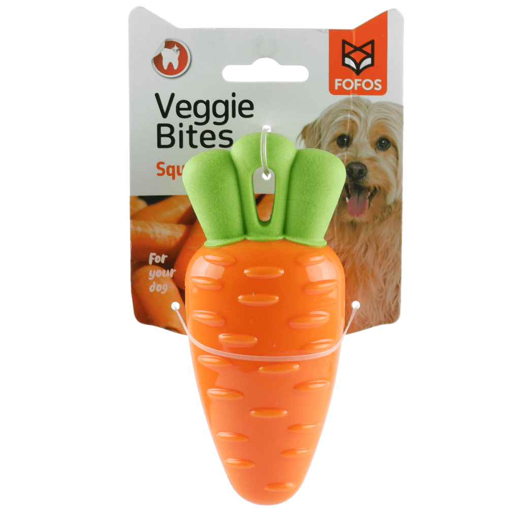 Fofos Vegi Bites Carrot Squeaky Toy for Dogs | For Medium Chewers