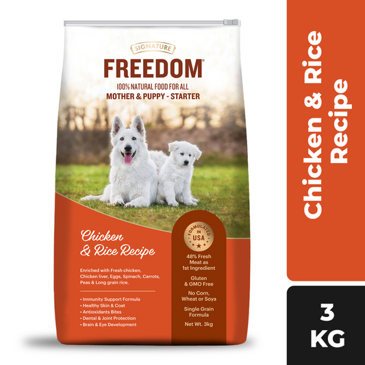 Signature Freedom Chicken and Rice Recipe Mother and Puppy Starter Dog Dry Food