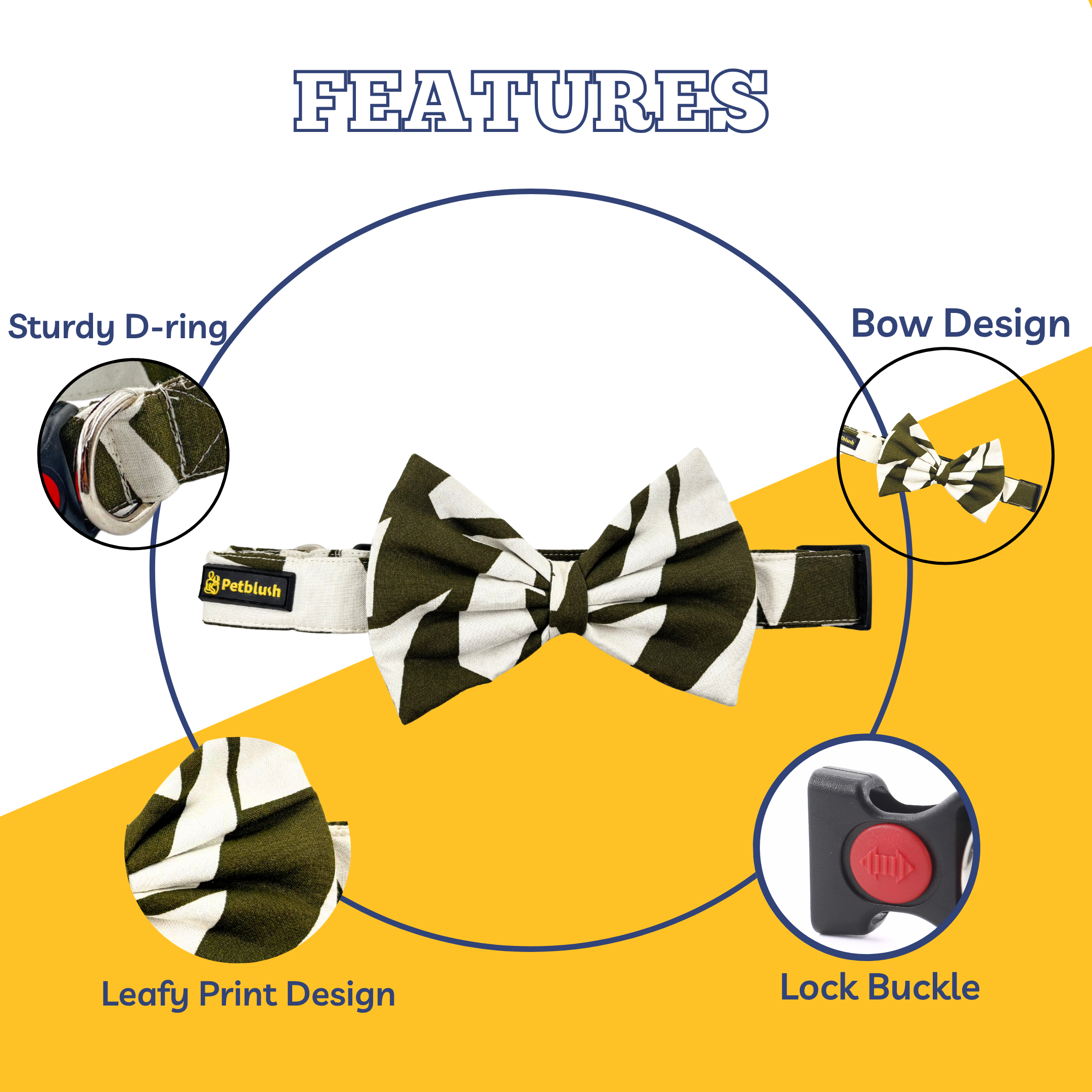 Petblush Leafy Bow Collars
