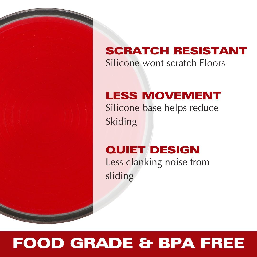 BASIL Heavy Dish Anti-Skid Steel Pet Feeding Bowls with Silicon Bottom