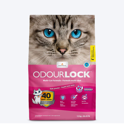 Intersand Odourlock Multi Cat Formula Clumpable Cat Litter Baby Powder - 12 kg