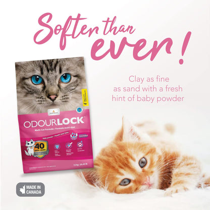 Intersand Odourlock Multi Cat Formula Clumpable Cat Litter Baby Powder - 12 kg