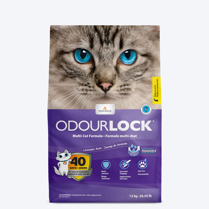 Intersand Odourlock Multi Cat Formula Clumpable Cat Litter Lavender Field - 12 kg